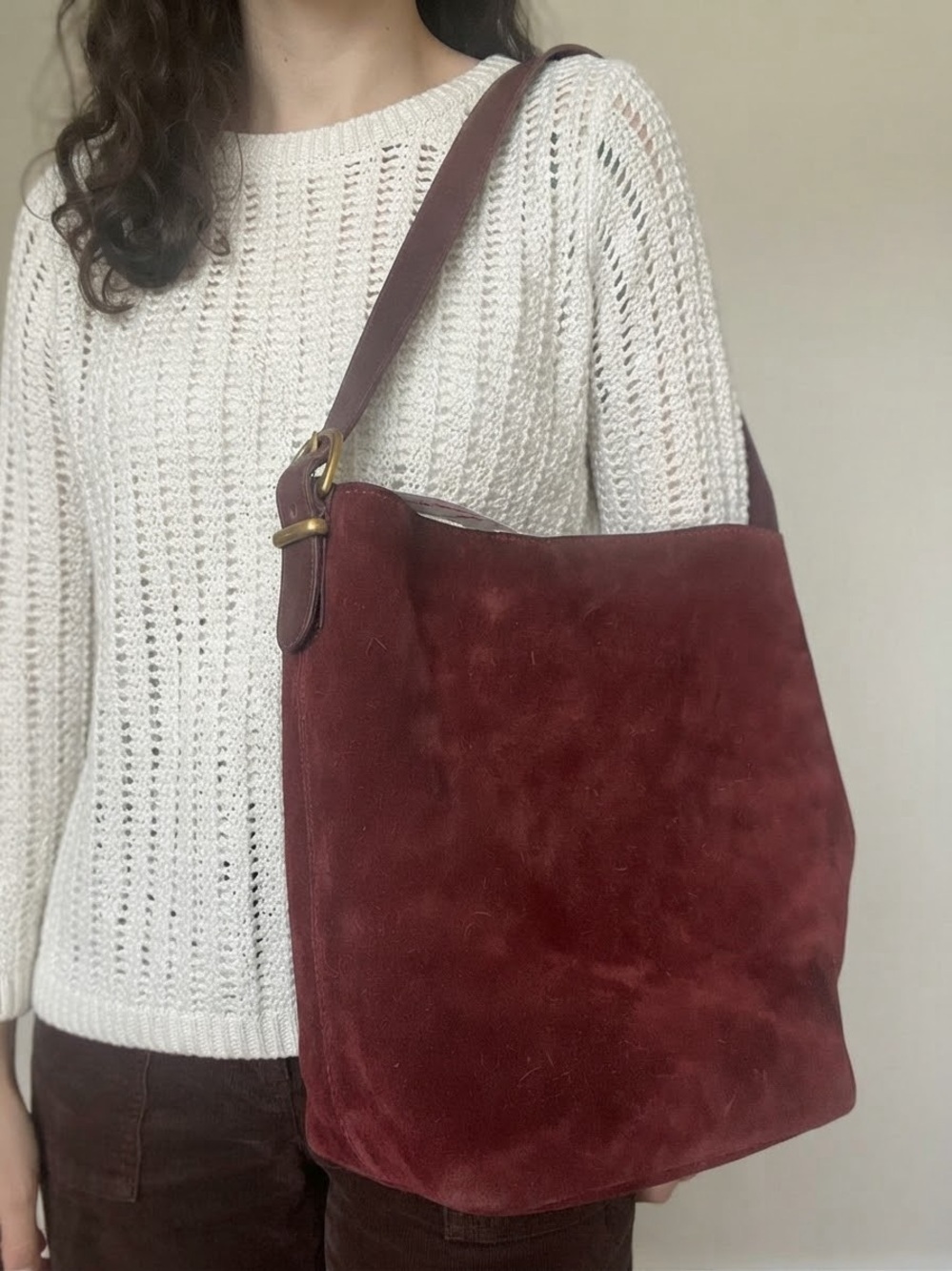 Margot New York Rust Leather Bucket Suede Shoulder Bag -BNWT
